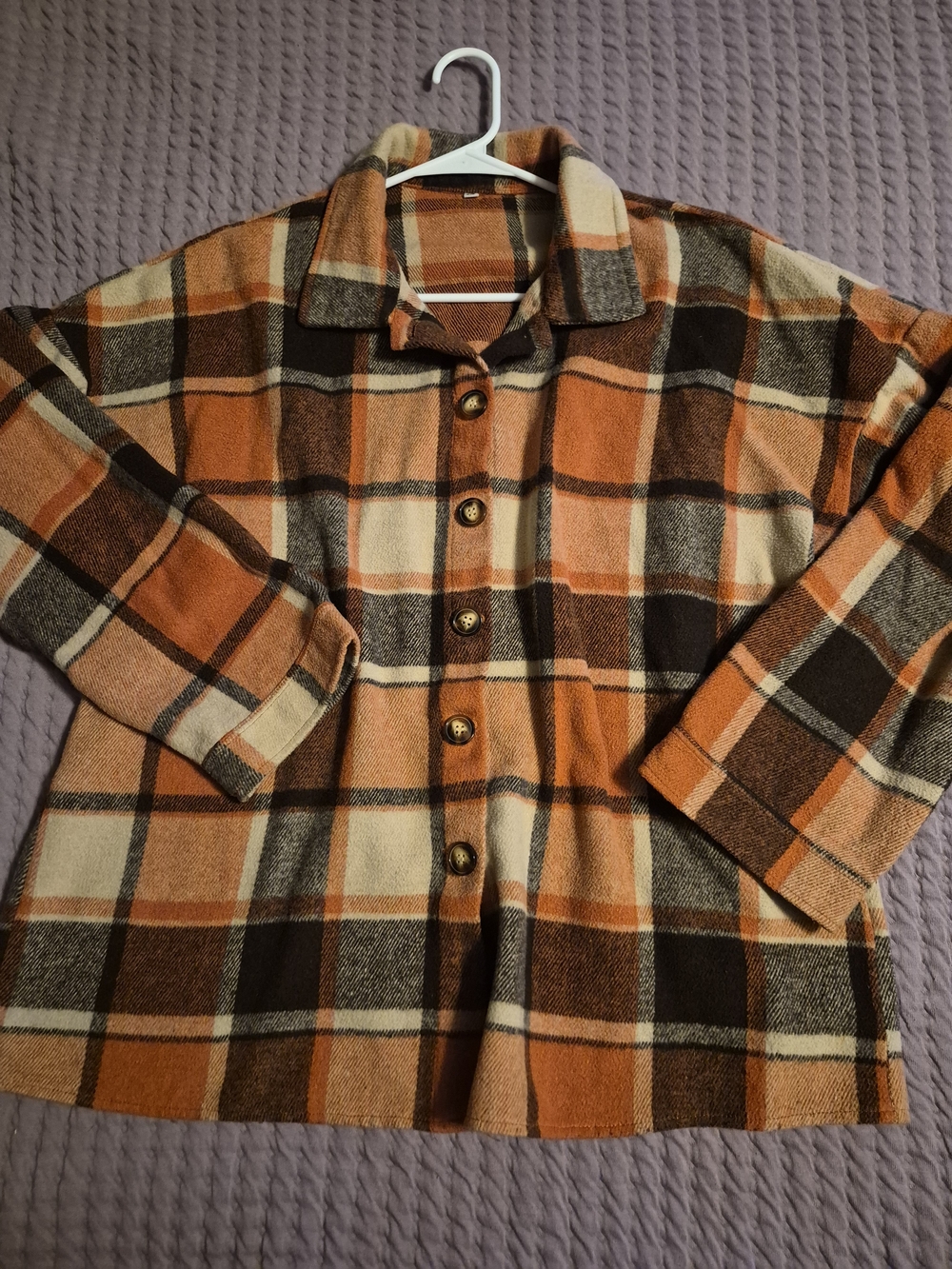Plaid Flannel Shacket in Orange & Black Size 2X Like New